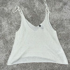 Small sheer white shoulder tie tank top